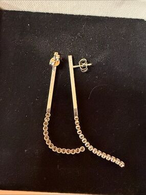 Celine Gold-Tone Linear Drop Earrings with Crystal Row Earrings